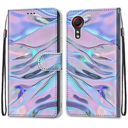 For Samsung Galaxy Xcover 5 Coloured Drawing Cross Texture Horizontal Flip PU Leather Case with Holder & Card Slots & Wallet & Lanyard(Fluorescent Water Texture) by buy2fix