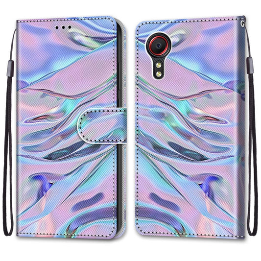 For Samsung Galaxy Xcover 5 Coloured Drawing Cross Texture Horizontal Flip PU Leather Case with Holder & Card Slots & Wallet & Lanyard(Fluorescent Water Texture) by buy2fix