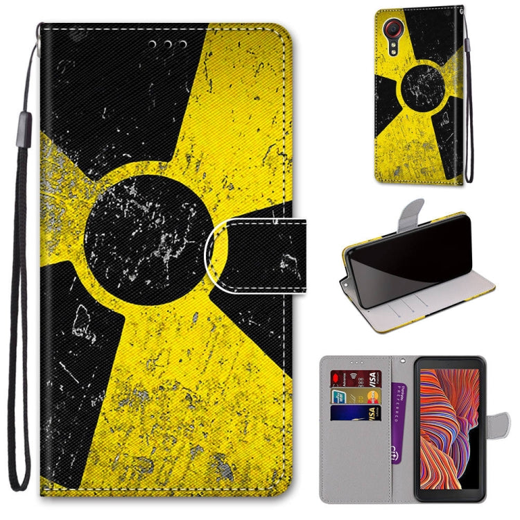 For Samsung Galaxy Xcover 5 Coloured Drawing Cross Texture Horizontal Flip PU Leather Case with Holder & Card Slots & Wallet & Lanyard(Yellow Black Logo) by buy2fix