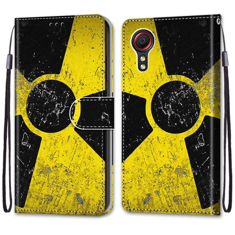 For Samsung Galaxy Xcover 5 Coloured Drawing Cross Texture Horizontal Flip PU Leather Case with Holder & Card Slots & Wallet & Lanyard(Yellow Black Logo) by buy2fix
