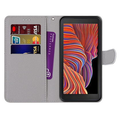 For Samsung Galaxy Xcover 5 Coloured Drawing Cross Texture Horizontal Flip PU Leather Case with Holder & Card Slots & Wallet & Lanyard(Purple Green Starry Sky) by buy2fix