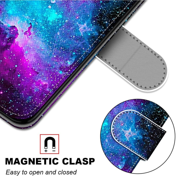 For Samsung Galaxy Xcover 5 Coloured Drawing Cross Texture Horizontal Flip PU Leather Case with Holder & Card Slots & Wallet & Lanyard(Purple Green Starry Sky) by buy2fix