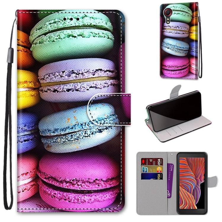 For Samsung Galaxy Xcover 5 Coloured Drawing Cross Texture Horizontal Flip PU Leather Case with Holder & Card Slots & Wallet & Lanyard(Colorful Cakes) by buy2fix