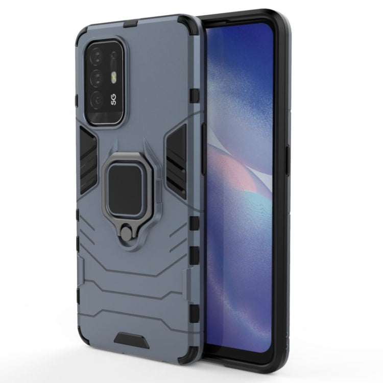 For OPPO Reno5 Z 5G Shockproof PC + TPU Protective Case with Magnetic Ring Holde(Navy Blue) by buy2fix