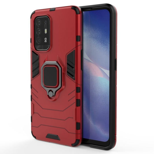 For OPPO Reno5 Z 5G Shockproof PC + TPU Protective Case with Magnetic Ring Holde(Red) by buy2fix