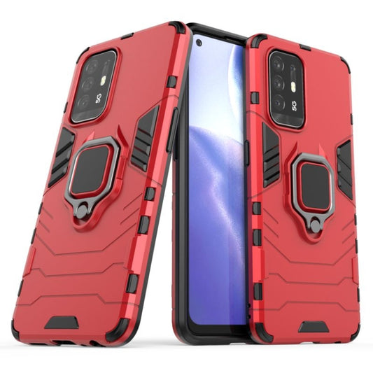 For OPPO Reno5 Z 5G Shockproof PC + TPU Protective Case with Magnetic Ring Holde(Red) by buy2fix