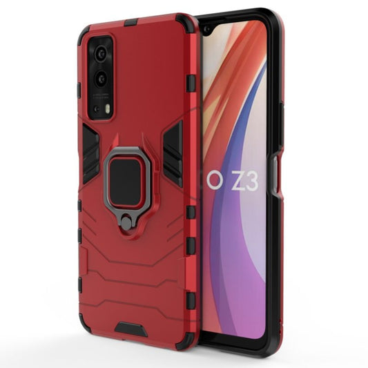 For vivo iQOO Z3 5G Shockproof PC + TPU Protective Case with Magnetic Ring Holde(Red) - vivo Cases by buy2fix | Online Shopping UK | buy2fix