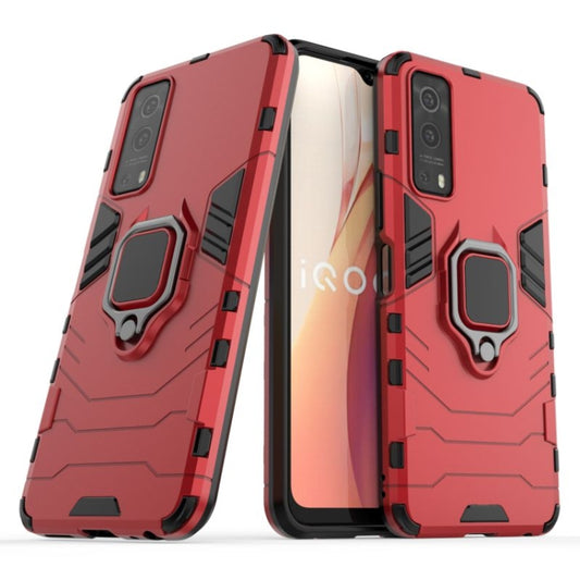 For vivo iQOO Z3 5G Shockproof PC + TPU Protective Case with Magnetic Ring Holde(Red) - vivo Cases by buy2fix | Online Shopping UK | buy2fix