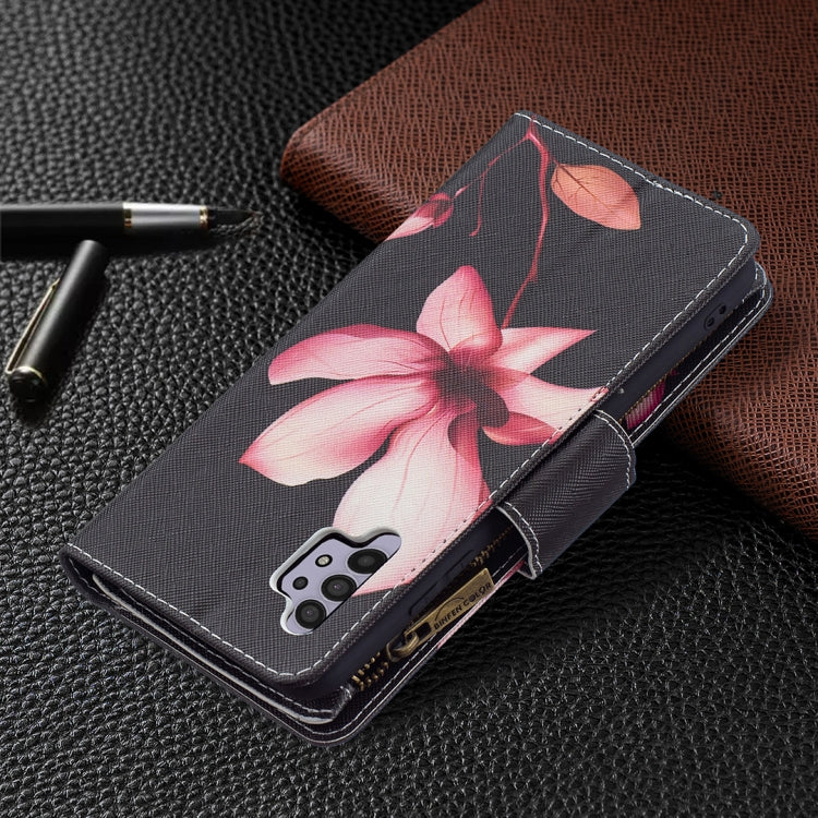 For Samsung Galaxy A32 4G Colored Drawing Pattern Zipper Horizontal Flip Leather Case with Holder & Card Slots & Wallet(Lotus) by buy2fix
