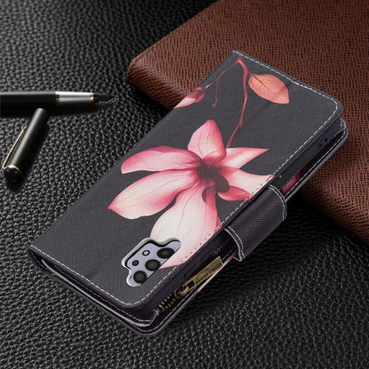 For Samsung Galaxy A32 4G Colored Drawing Pattern Zipper Horizontal Flip Leather Case with Holder & Card Slots & Wallet(Lotus) by buy2fix