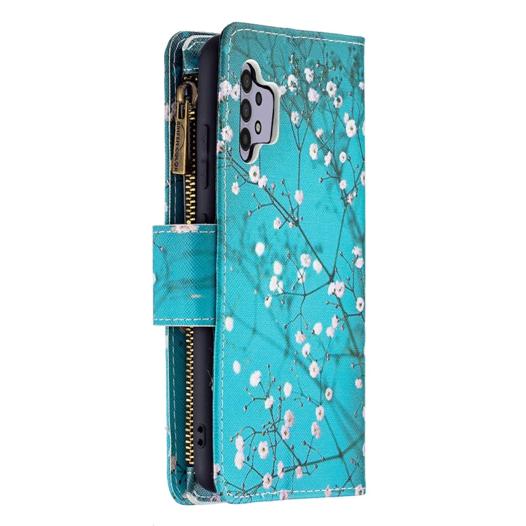 For Samsung Galaxy A32 4G Colored Drawing Pattern Zipper Horizontal Flip Leather Case with Holder & Card Slots & Wallet(Plum Blossom) by buy2fix