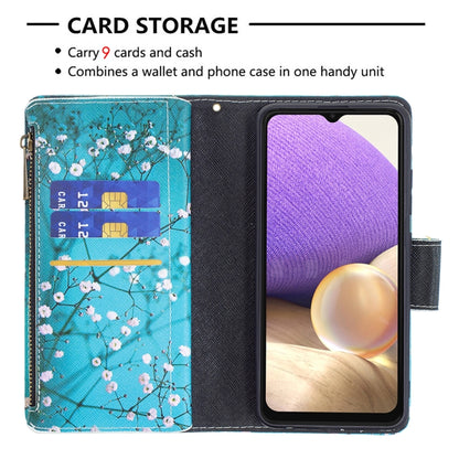 For Samsung Galaxy A32 4G Colored Drawing Pattern Zipper Horizontal Flip Leather Case with Holder & Card Slots & Wallet(Plum Blossom) by buy2fix