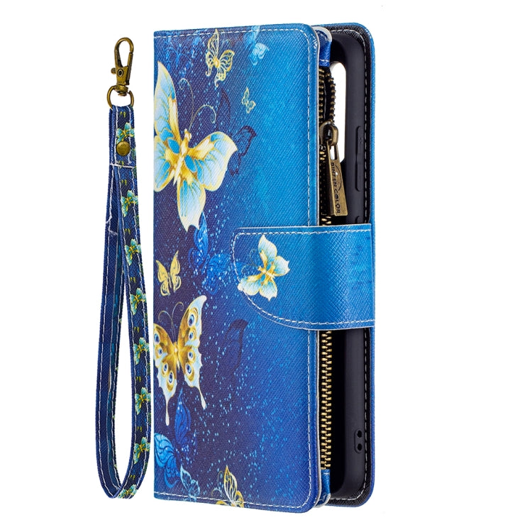 For Samsung Galaxy A32 4G Colored Drawing Pattern Zipper Horizontal Flip Leather Case with Holder & Card Slots & Wallet(Gold Butterfly) by buy2fix