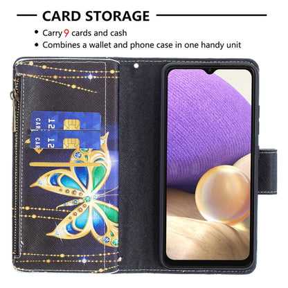 For Samsung Galaxy A32 4G Colored Drawing Pattern Zipper Horizontal Flip Leather Case with Holder & Card Slots & Wallet(Big Butterfly) by buy2fix