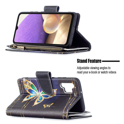 For Samsung Galaxy A32 4G Colored Drawing Pattern Zipper Horizontal Flip Leather Case with Holder & Card Slots & Wallet(Big Butterfly) by buy2fix