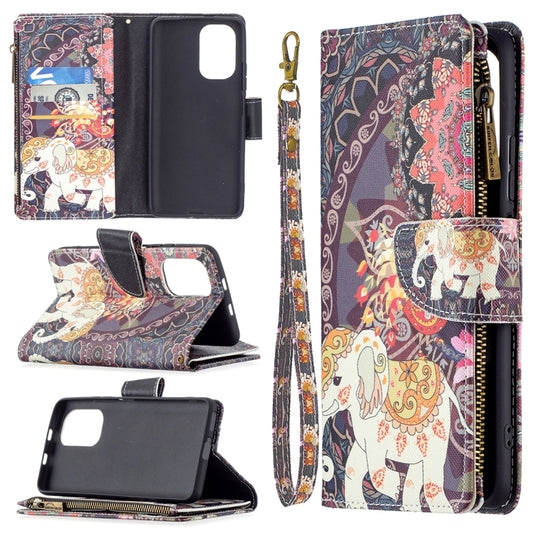 For Xiaomi Mi 11i / Poco F3 / Redmi K40 / K40 Pro Colored Drawing Pattern Zipper Horizontal Flip Leather Case with Holder & Card Slots & Wallet(Flower Elephants) - Xiaomi Cases by buy2fix | Online Shopping UK | buy2fix