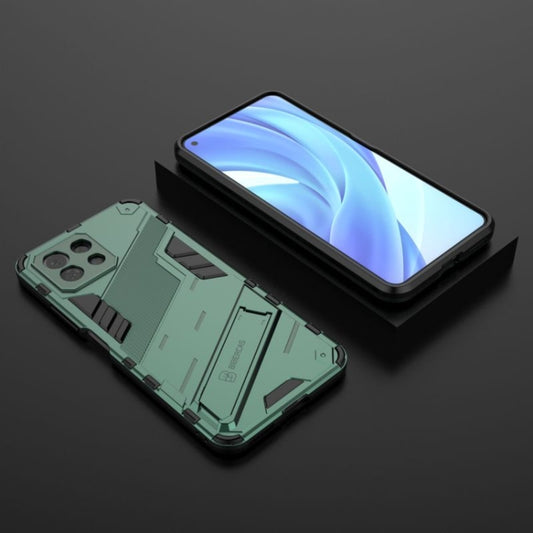For Xiaomi Mi 11 Lite Punk Armor 2 in 1 PC + TPU Shockproof Case with Invisible Holder(Green) - Xiaomi Cases by buy2fix | Online Shopping UK | buy2fix
