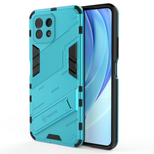 For Xiaomi Mi 11 Lite Punk Armor 2 in 1 PC + TPU Shockproof Case with Invisible Holder(Blue)