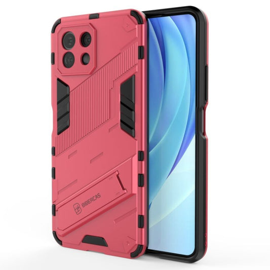 For Xiaomi Mi 11 Lite Punk Armor 2 in 1 PC + TPU Shockproof Case with Invisible Holder(Light Red) - Xiaomi Cases by buy2fix | Online Shopping UK | buy2fix