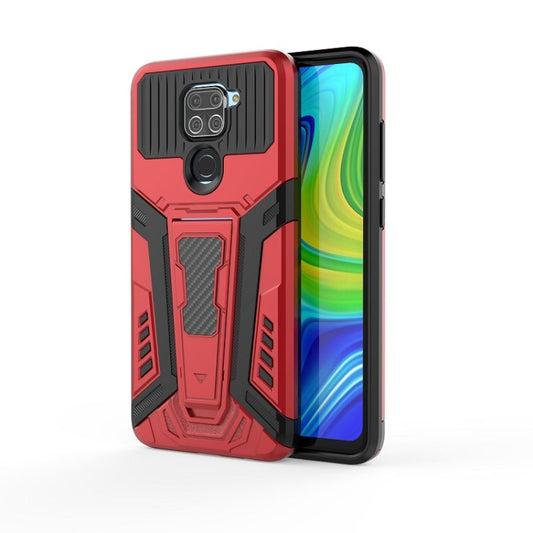 For Xiaomi Redmi Note 9 War Chariot Series Armor All-inclusive Shockproof PC + TPU Protective Case with Invisible Holder(Red) - Xiaomi Cases by buy2fix | Online Shopping UK | buy2fix