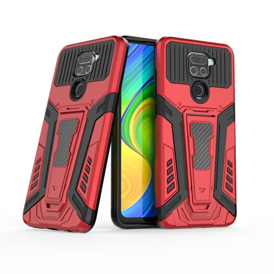 For Xiaomi Redmi Note 9 War Chariot Series Armor All-inclusive Shockproof PC + TPU Protective Case with Invisible Holder(Red) - Xiaomi Cases by buy2fix | Online Shopping UK | buy2fix