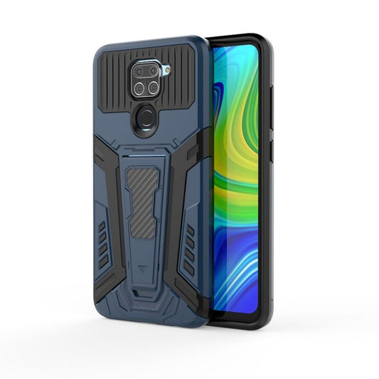 For Xiaomi Redmi Note 9 War Chariot Series Armor All-inclusive Shockproof PC + TPU Protective Case with Invisible Holder(Blue) - Xiaomi Cases by buy2fix | Online Shopping UK | buy2fix