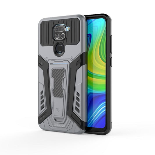 For Xiaomi Redmi Note 9 War Chariot Series Armor All-inclusive Shockproof PC + TPU Protective Case with Invisible Holder(Grey) - Xiaomi Cases by buy2fix | Online Shopping UK | buy2fix