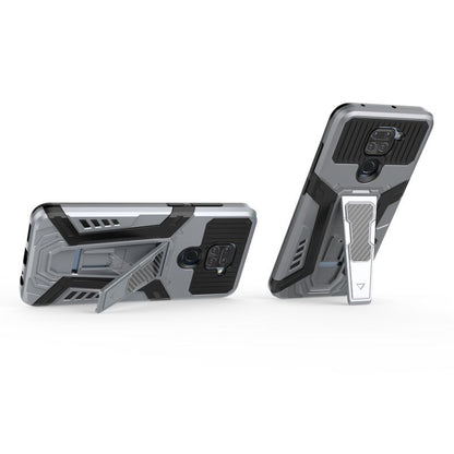 For Xiaomi Redmi Note 9 War Chariot Series Armor All-inclusive Shockproof PC + TPU Protective Case with Invisible Holder(Grey) - Xiaomi Cases by buy2fix | Online Shopping UK | buy2fix