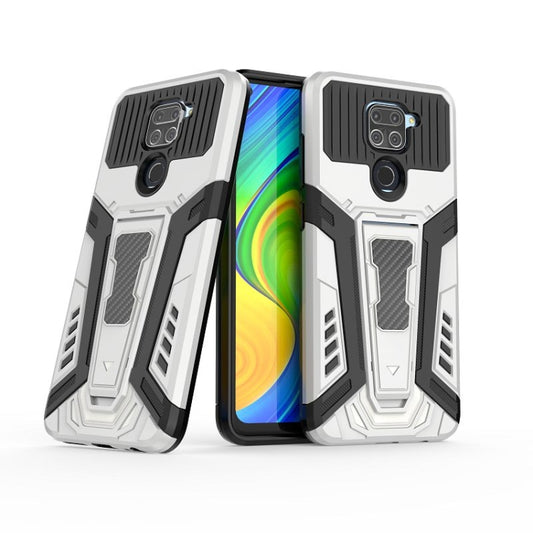 For Xiaomi Redmi Note 9 War Chariot Series Armor All-inclusive Shockproof PC + TPU Protective Case with Invisible Holder(White) - Xiaomi Cases by buy2fix | Online Shopping UK | buy2fix