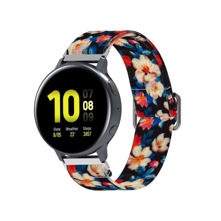 20mm For Samsung Galaxy Watch Active2 / Active Adjustable Elastic Printing Watch Band(Rhododendron) - Watch Bands by buy2fix | Online Shopping UK | buy2fix