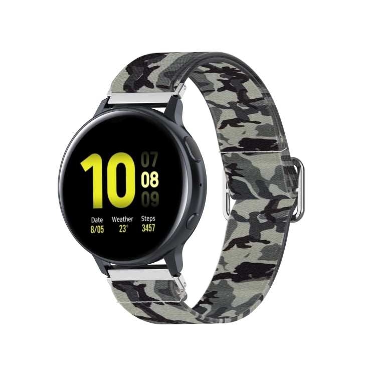 20mm For Samsung Galaxy Watch Active2 / Active Adjustable Elastic Printing Watch Band(Camouflage Gray) - Watch Bands by buy2fix | Online Shopping UK | buy2fix