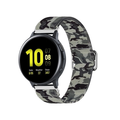 20mm For Samsung Galaxy Watch Active2 / Active Adjustable Elastic Printing Watch Band(Camouflage Gray) - Watch Bands by buy2fix | Online Shopping UK | buy2fix