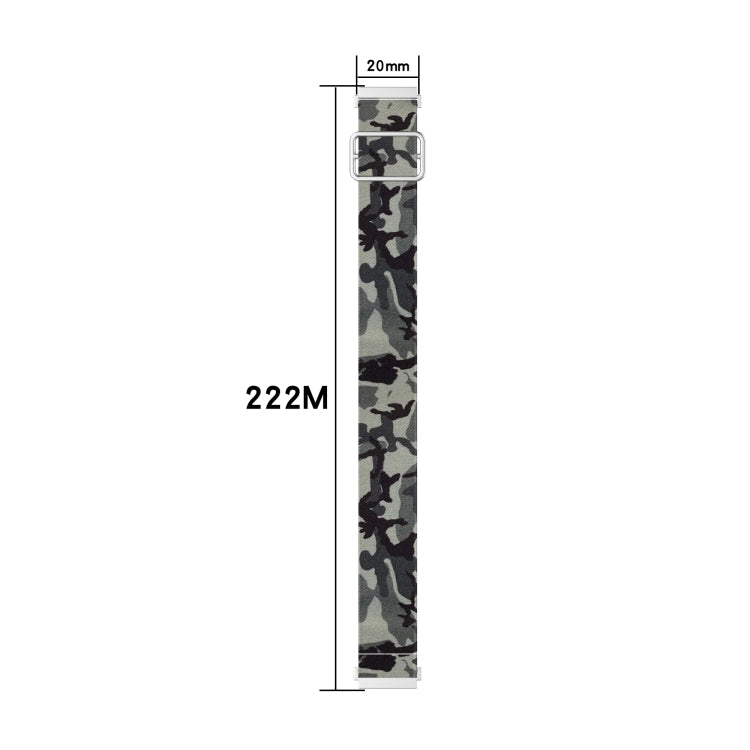 20mm For Samsung Galaxy Watch Active2 / Active Adjustable Elastic Printing Watch Band(Camouflage Gray) - Watch Bands by buy2fix | Online Shopping UK | buy2fix