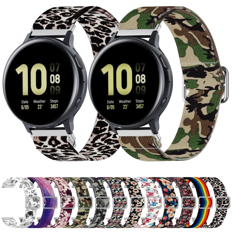 20mm For Samsung Galaxy Watch Active2 / Active Adjustable Elastic Printing Watch Band(Rhododendron) - Watch Bands by buy2fix | Online Shopping UK | buy2fix