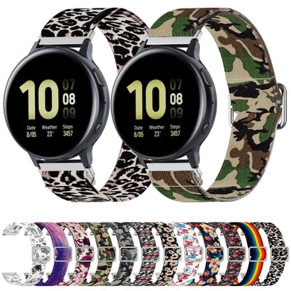 20mm For Samsung Galaxy Watch Active2 / Active Adjustable Elastic Printing Watch Band(Rhododendron) - Watch Bands by buy2fix | Online Shopping UK | buy2fix