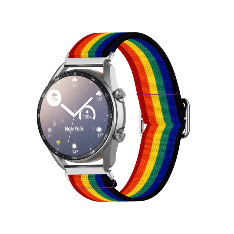 22mm For Galaxy Watch3 45mm/ Huawei Watch GT 2 Pro Adjustable Elastic Printing Watch Band(Rainbow) - Watch Bands by buy2fix | Online Shopping UK | buy2fix