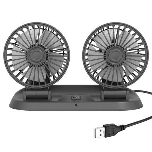 F410 USB 5V Car Dual-head Folding Electric Cooling Fan with Temporary Temporary Parking Card - Heating & Fans by buy2fix | Online Shopping UK | buy2fix