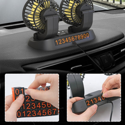 F410 USB 5V Car Dual-head Folding Electric Cooling Fan with Temporary Temporary Parking Card - Heating & Fans by buy2fix | Online Shopping UK | buy2fix