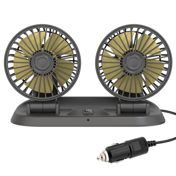 F410 12V Car Dual-head Folding Electric Cooling Fan with Temporary Temporary Parking Card - Heating & Fans by buy2fix | Online Shopping UK | buy2fix