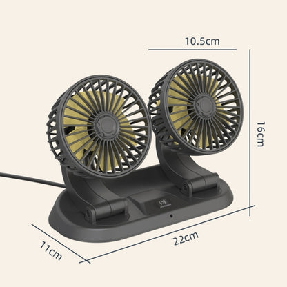 F410 12V Car Dual-head Folding Electric Cooling Fan with Temporary Temporary Parking Card - Heating & Fans by buy2fix | Online Shopping UK | buy2fix