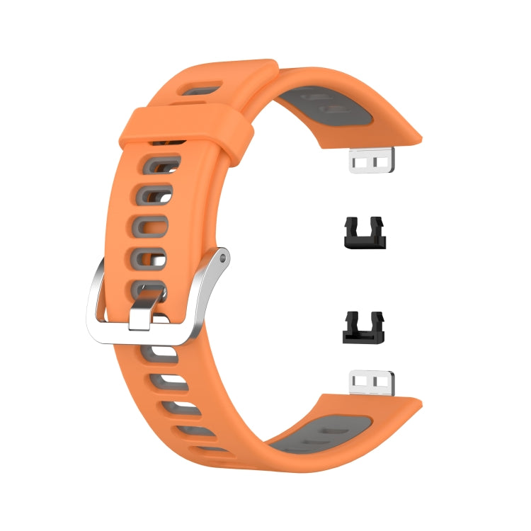 For Huawei Watch Fit Two-color Silicone Watch Band(Orange+Grey) - Watch Bands by buy2fix | Online Shopping UK | buy2fix