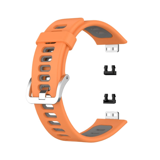 For Huawei Watch Fit Two-color Silicone Watch Band(Orange+Grey) - Watch Bands by buy2fix | Online Shopping UK | buy2fix