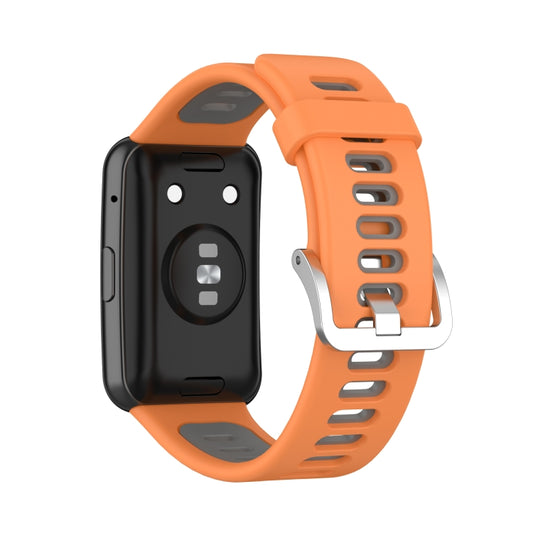For Huawei Watch Fit Two-color Silicone Watch Band(Orange+Grey) - Watch Bands by buy2fix | Online Shopping UK | buy2fix