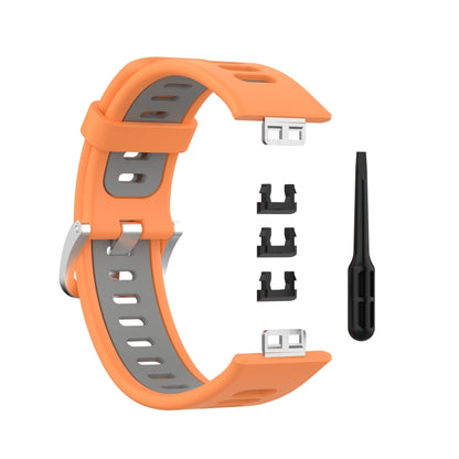 For Huawei Watch Fit Two-color Silicone Watch Band(Orange+Grey) - Watch Bands by buy2fix | Online Shopping UK | buy2fix
