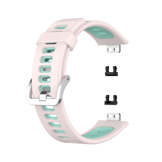 For Huawei Watch Fit Two-color Silicone Watch Band(Pink+Teal) - Watch Bands by buy2fix | Online Shopping UK | buy2fix