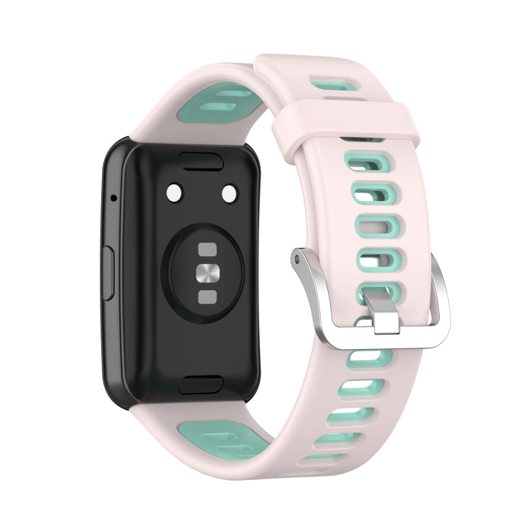 For Huawei Watch Fit Two-color Silicone Watch Band(Pink+Teal) - Watch Bands by buy2fix | Online Shopping UK | buy2fix