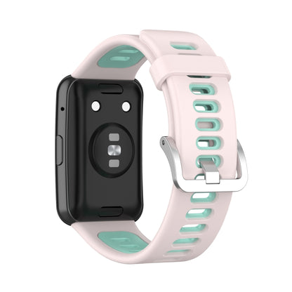 For Huawei Watch Fit Two-color Silicone Watch Band(Pink+Teal) - Watch Bands by buy2fix | Online Shopping UK | buy2fix