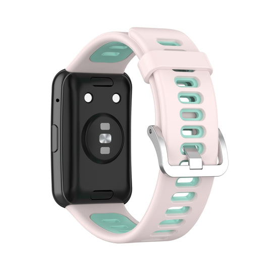For Huawei Watch Fit Two-color Silicone Watch Band(Pink+Teal) - Watch Bands by buy2fix | Online Shopping UK | buy2fix