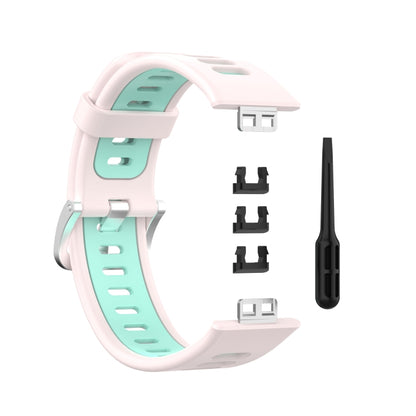 For Huawei Watch Fit Two-color Silicone Watch Band(Pink+Teal) - Watch Bands by buy2fix | Online Shopping UK | buy2fix