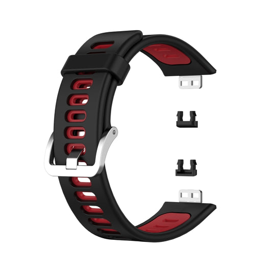 For Huawei Watch Fit Two-color Silicone Watch Band(Black+Red) - Watch Bands by buy2fix | Online Shopping UK | buy2fix